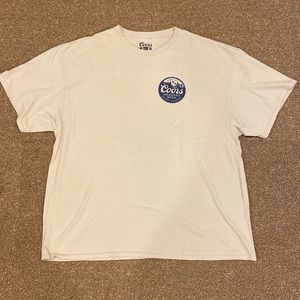Men’s Coors Beer Graphic Tee Shirt Size XL Tan Blue